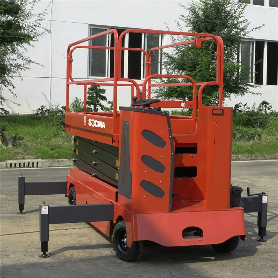 SOCMA 500kg Capacity Height Of 9m Ectric Hydraulic Aerial Work Platform Station Driving Scissor Lift